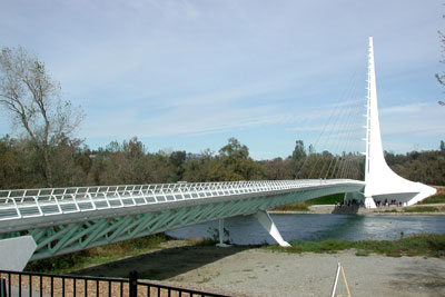 Calatrava Sundial Bridge at Turtle Bay.  PHI was retained to prepare the Design Hydraulic Study for this bridge along with FEMA applications for a Conditional Letter of Map Revision (CLOMR) prior to bridge construction and a Letter of Map Revision (LOMR) after construction. 
